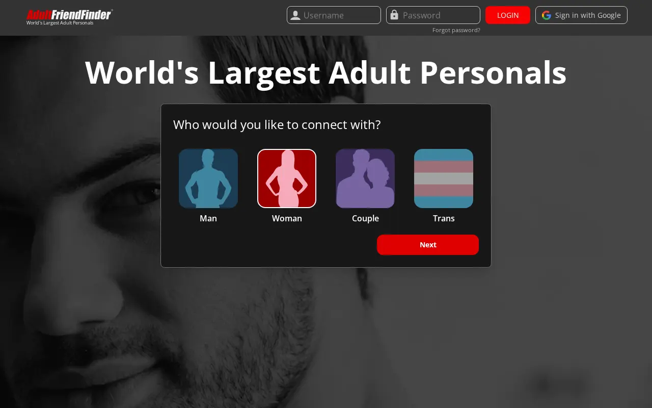 Screenshot of adultfriendfinder.com