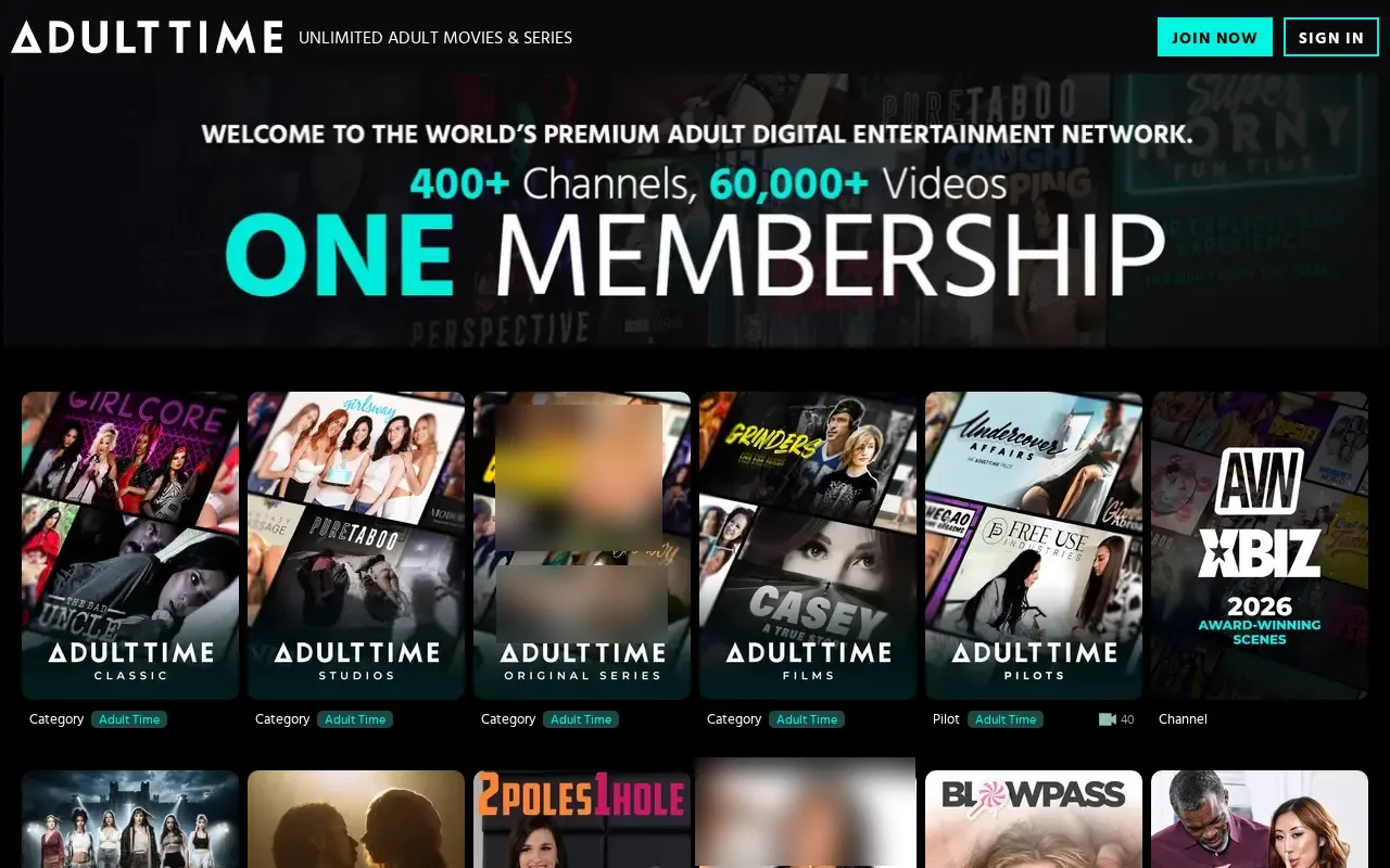Adult Time's channel directory