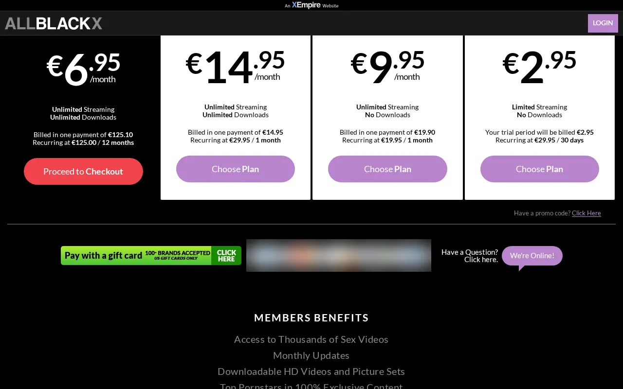The four plans and the amount each one renews at.