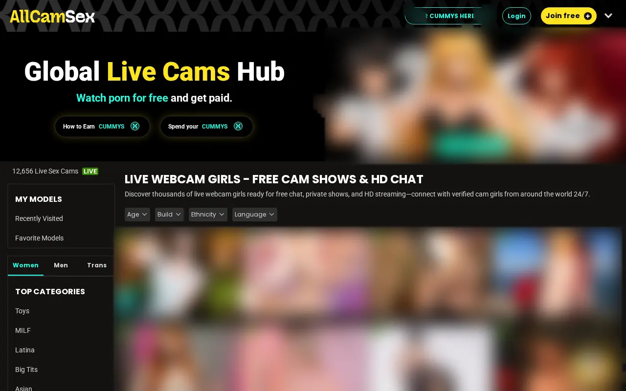 Screenshot of allcamsex.com