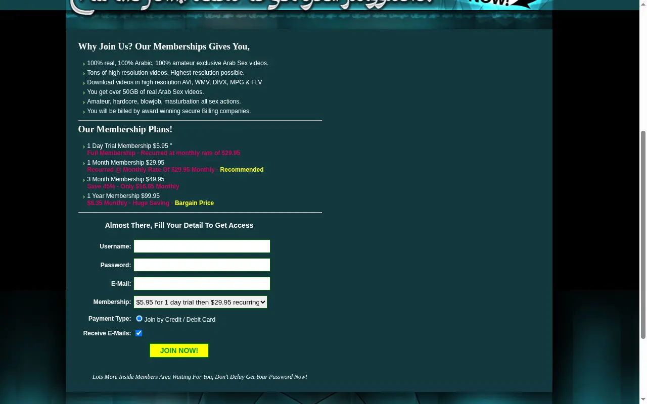 The signup page: the same four plans and the same selling points, word for word, as its twin site.