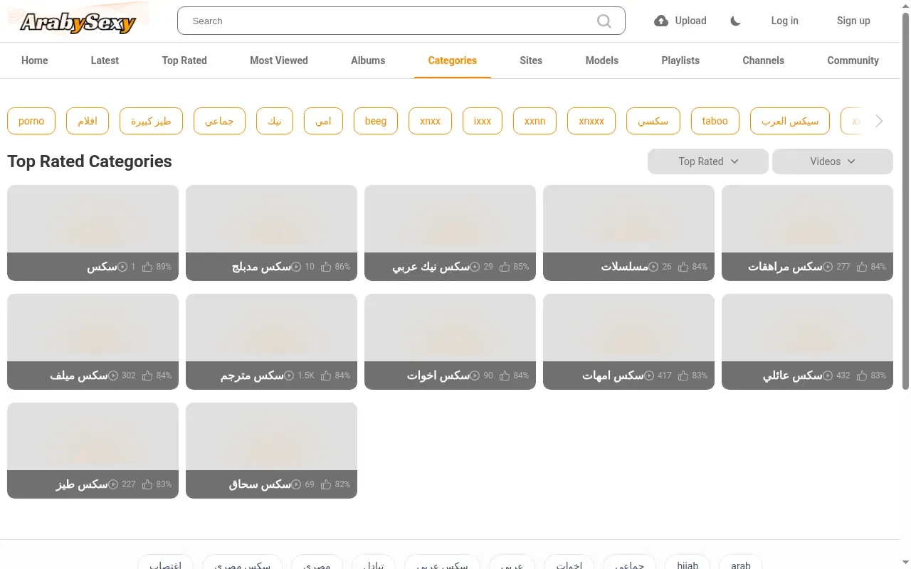 The twelve headings, with their video count and approval percentage, and not one thumbnail.