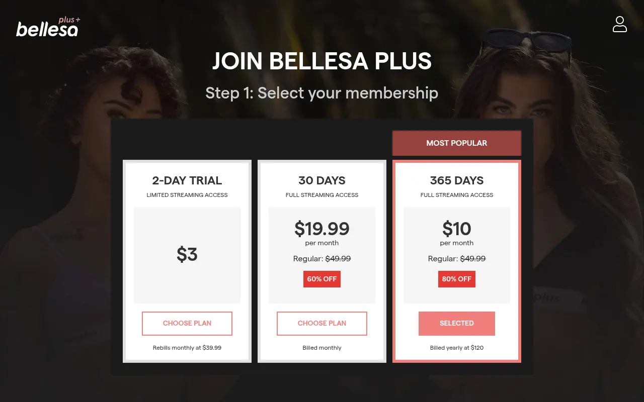 The three Bellesa Plus plans, in dollars