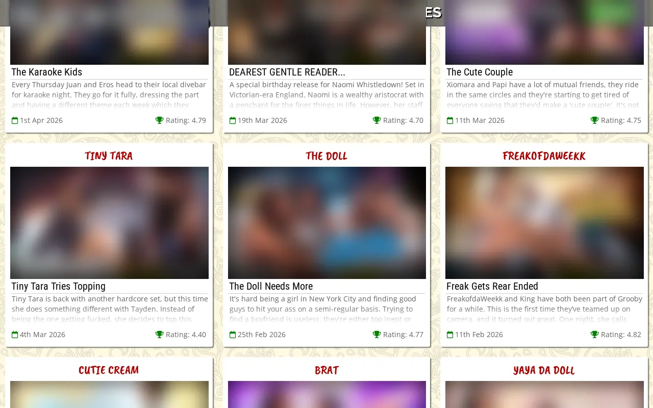 A filter separates solo scenes from hardcore ones, each dated and rated by members.