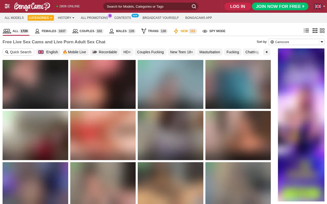 Screenshot of bongacams.com
