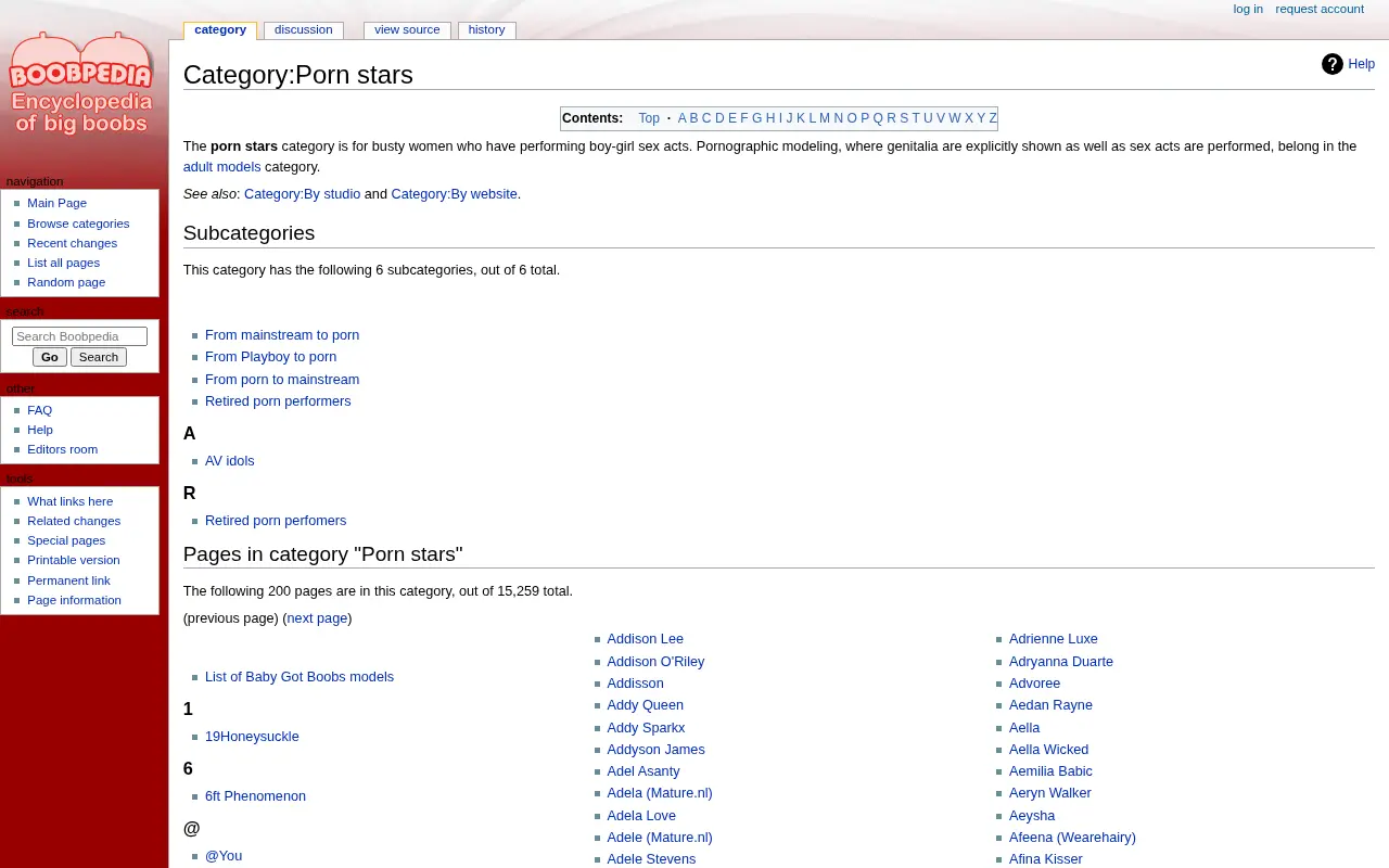 Boobpedia porn stars category