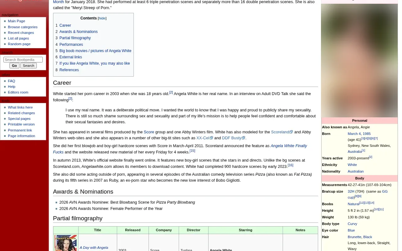 Boobpedia performer article with its measurements box