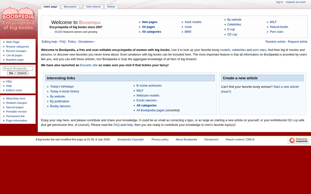 Screenshot of boobpedia.com