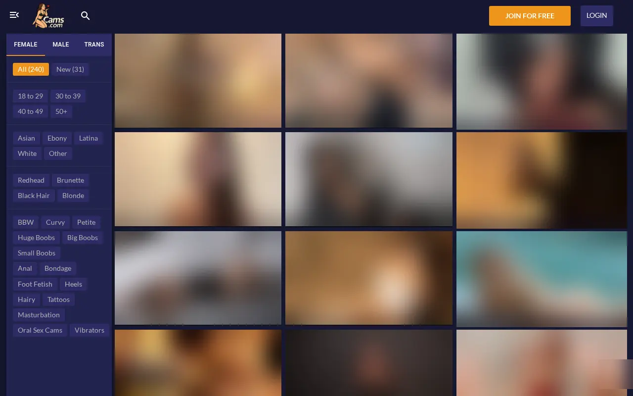 Screenshot of cams.com