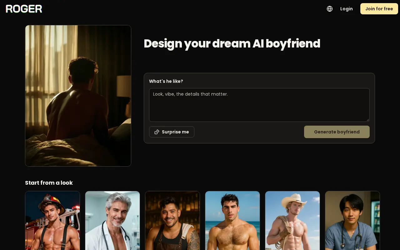 ChatRoger, designing your own AI boyfriend