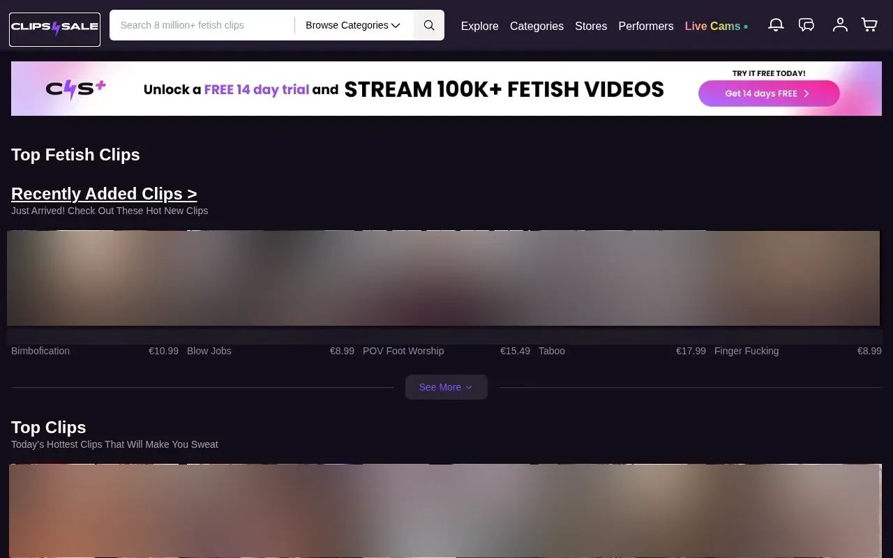 Screenshot of clips4sale.com