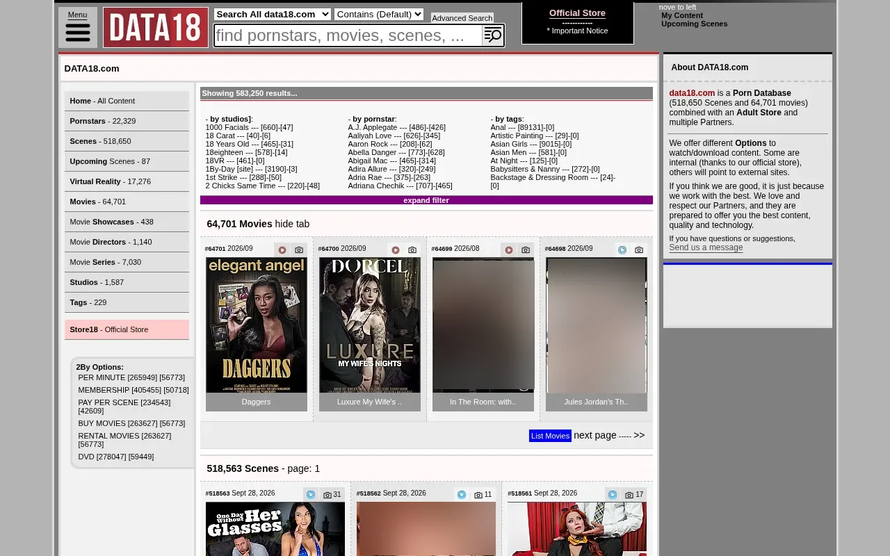 Screenshot of data18.com