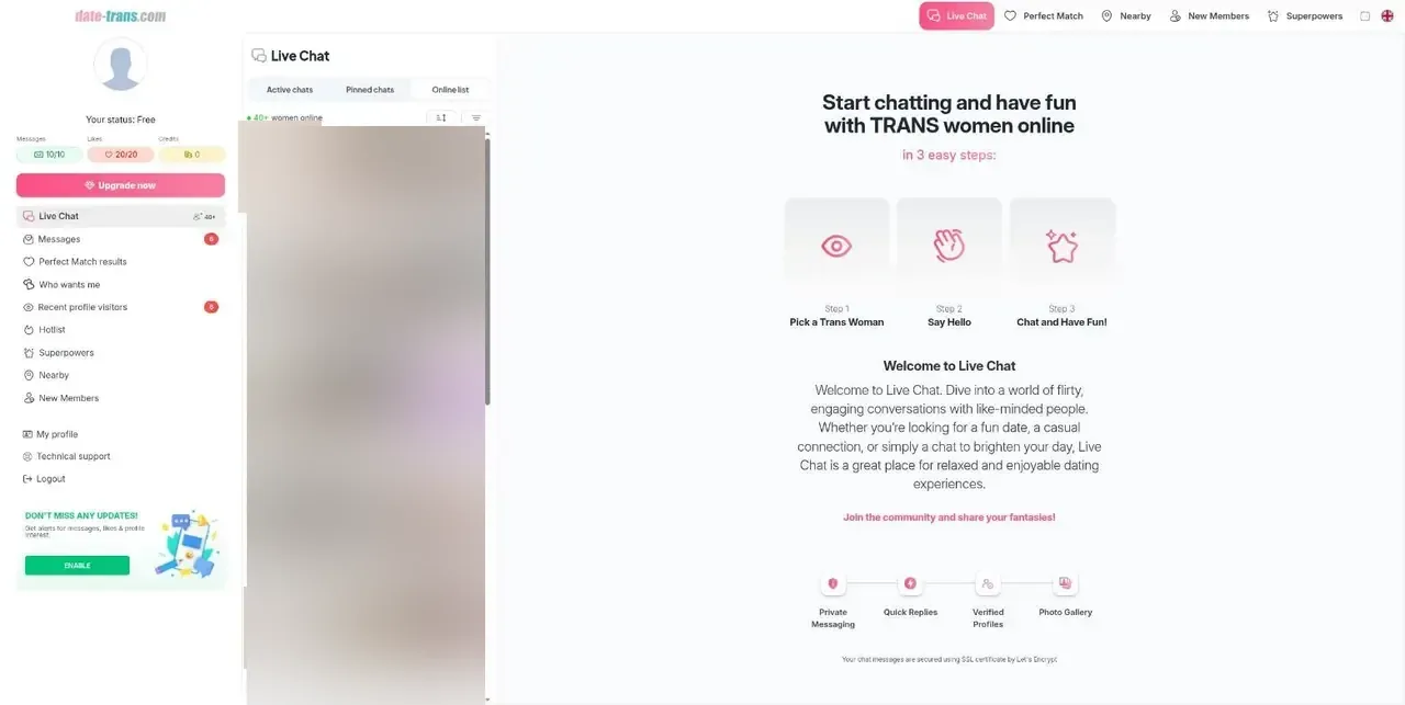 Date-Trans Live Chat list of women online