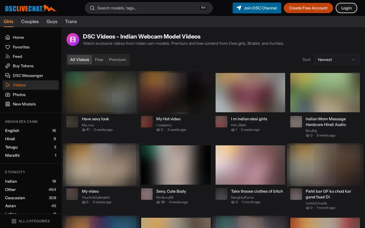 The video catalogue: free and paid content sort with a single tab, and the sidebar keeps its counters by origin.