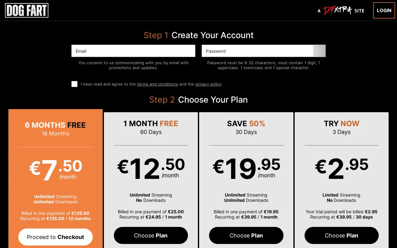 The network's four membership plans, in euros.
