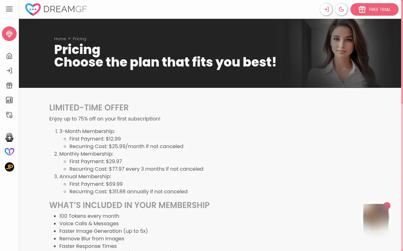 The pricing page shows the first payment and the renewal amount, which are not the same.