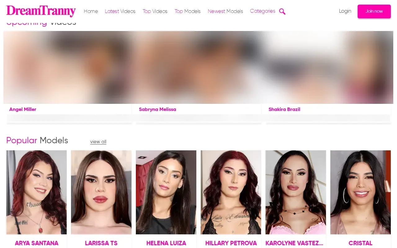 Dated upcoming releases on the Dream Tranny home page