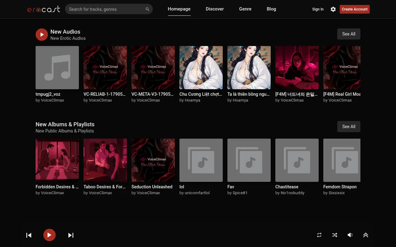 Screenshot of erocast.me
