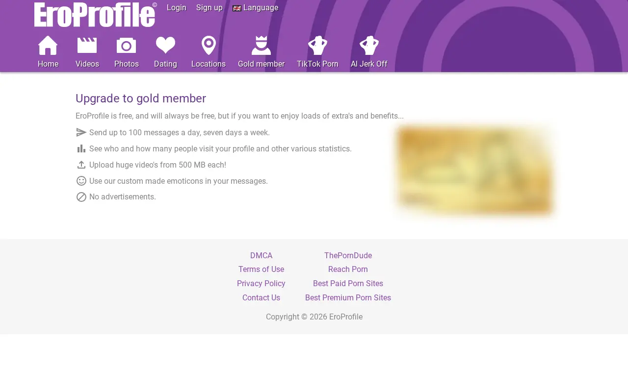 EroProfile Gold membership benefits