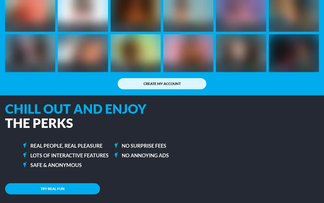 Grid of live models on the Exposed Webcams homepage