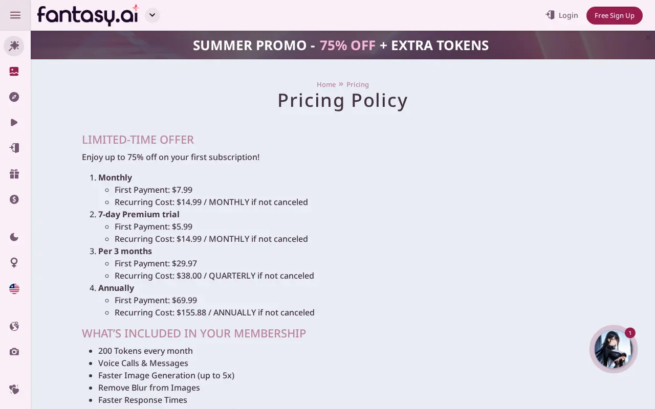 Fantasy.ai's four membership plans and their renewal prices