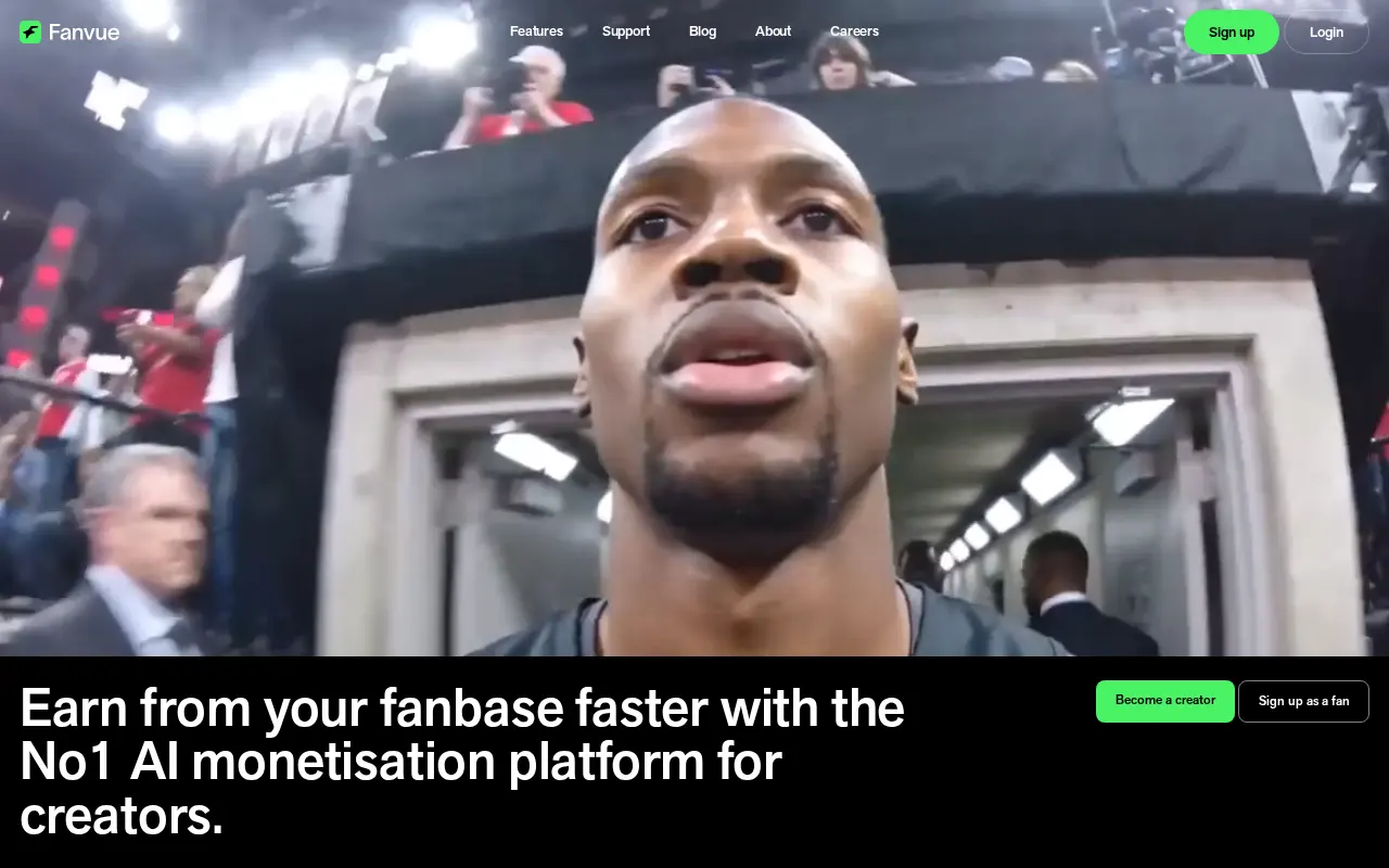 Screenshot of fanvue.com
