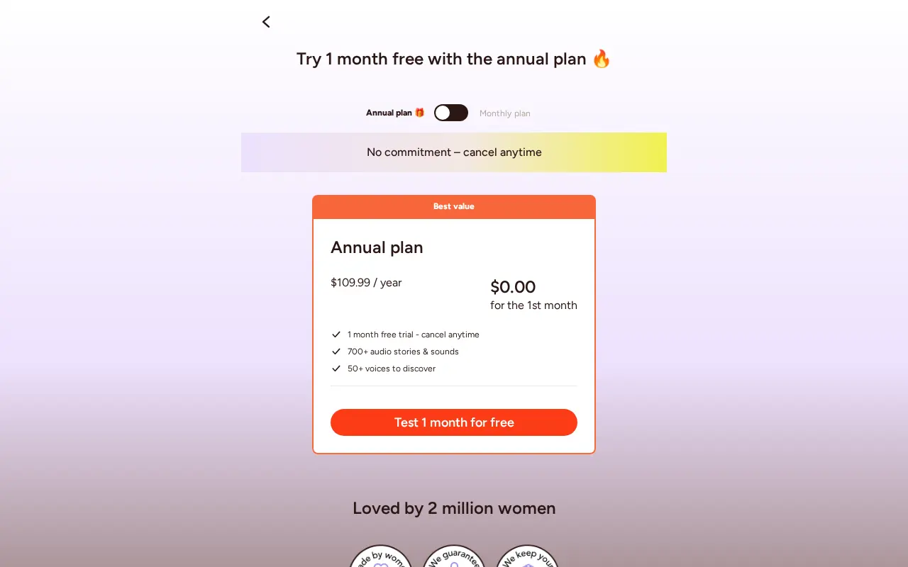The two plans, 109.99 dollars a year with the first month free.