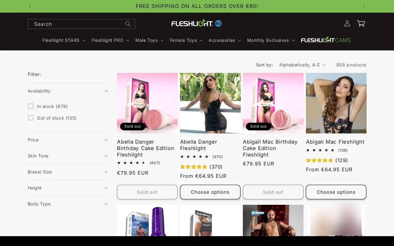 Screenshot of fleshlight.com