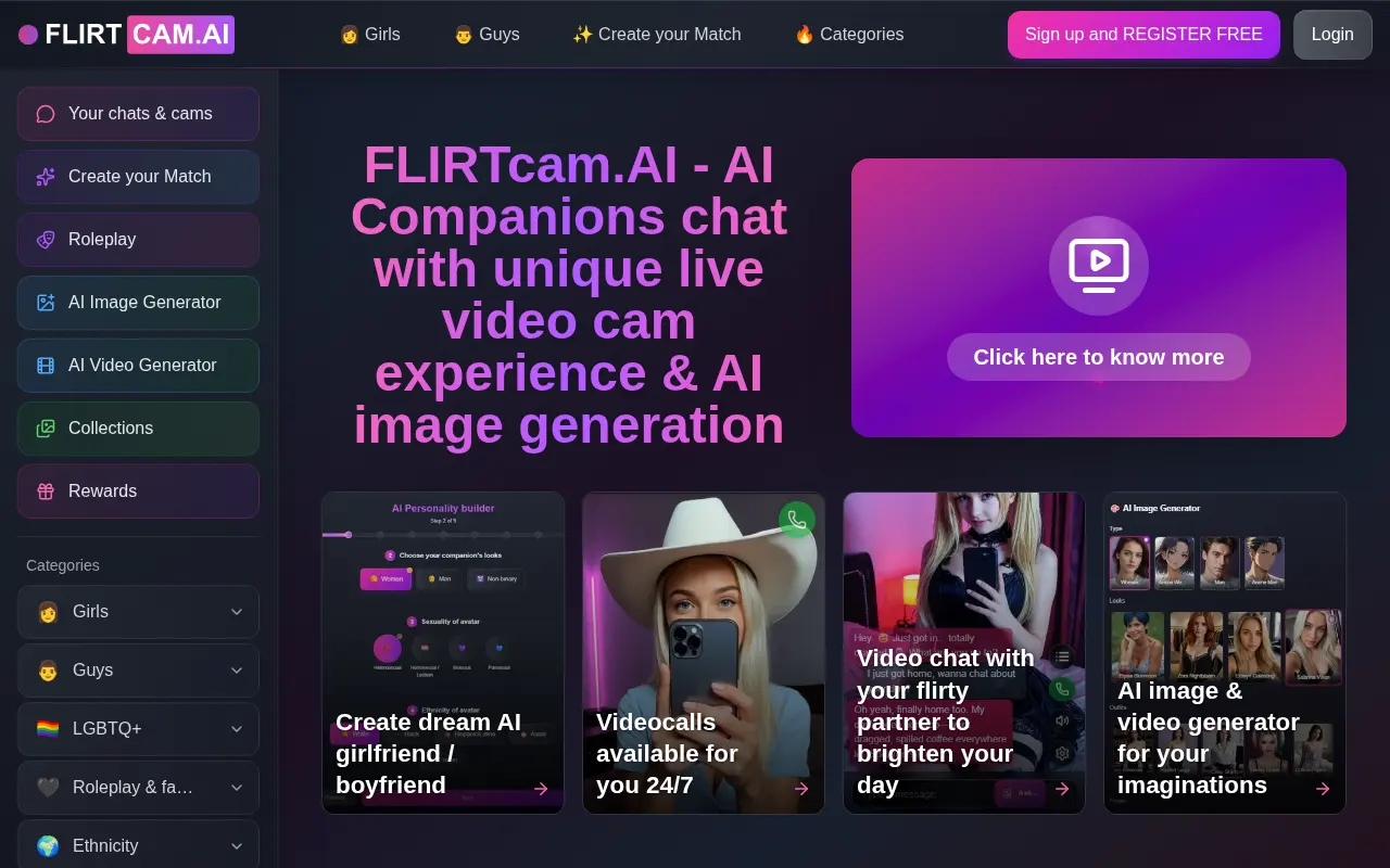 Screenshot of flirtcam.ai