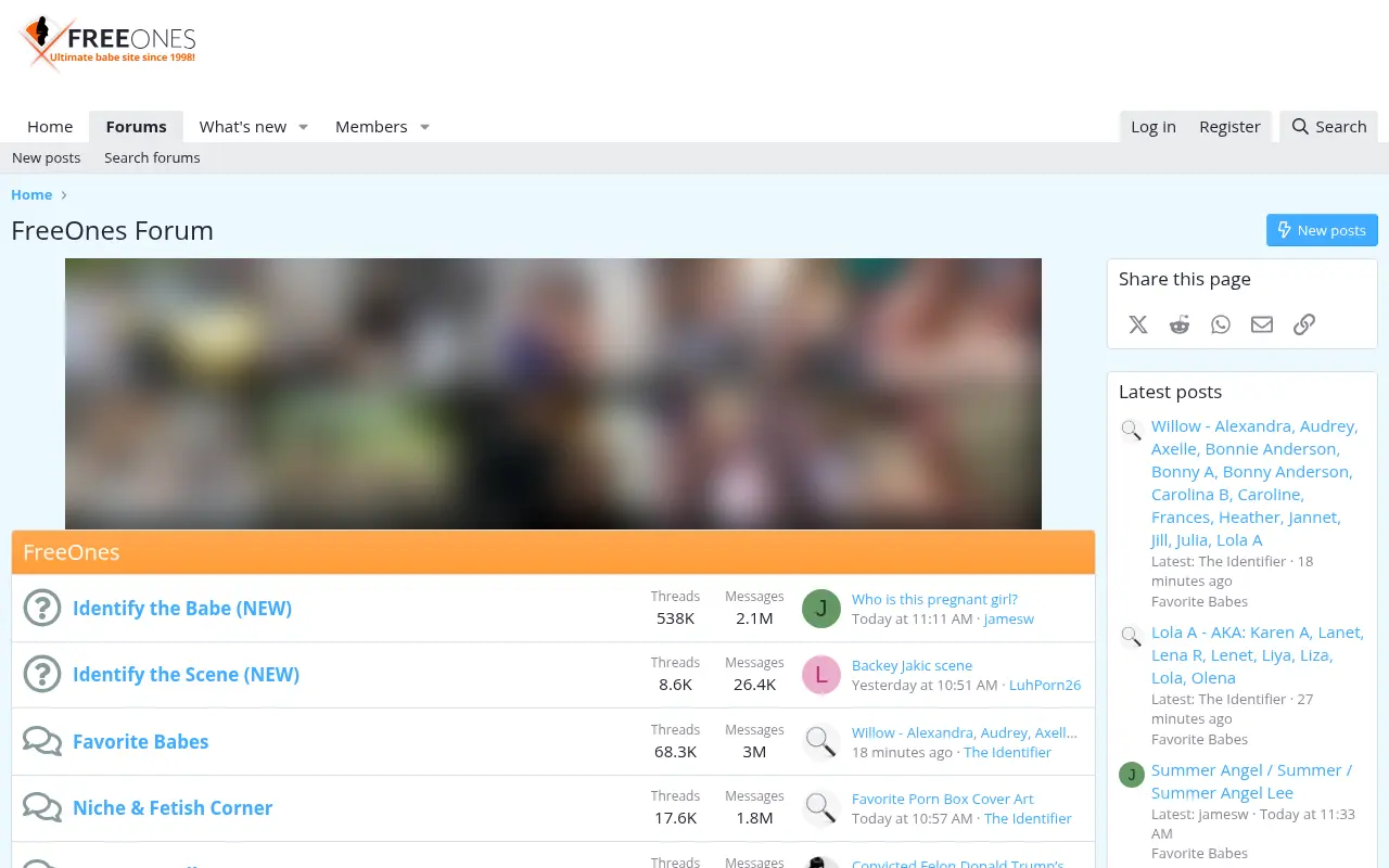 Screenshot of board.freeones.com