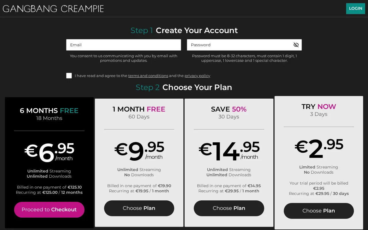Gangbang Creampie membership plans and their renewal prices