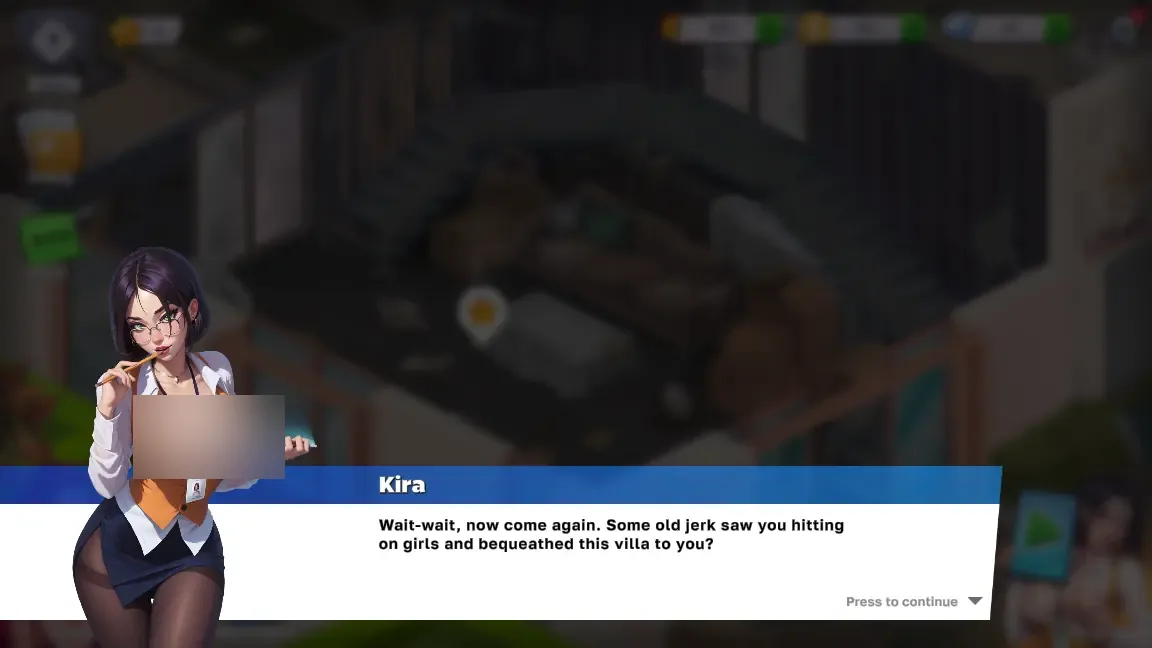 Harem Villa, a dialogue scene with Kira