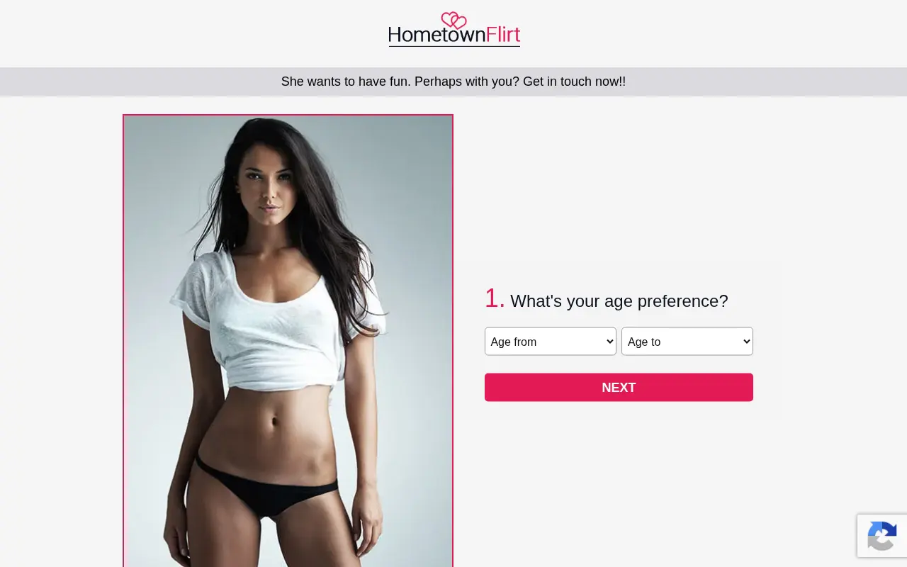 HometownFlirt entry page asking for an age range