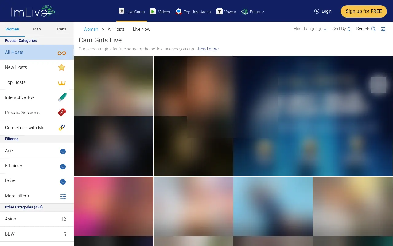 Screenshot of imlive.com