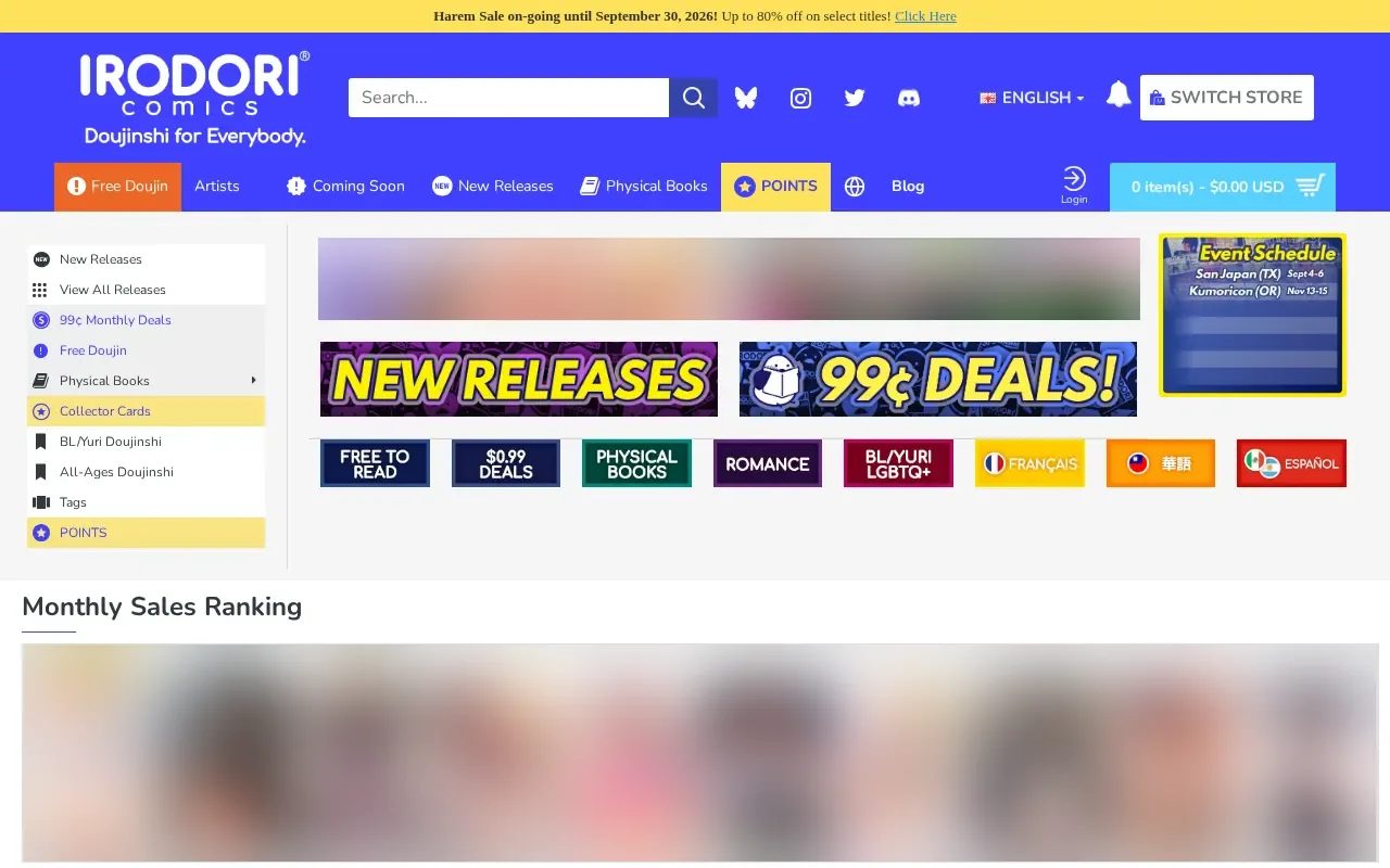 Screenshot of irodoricomics.com