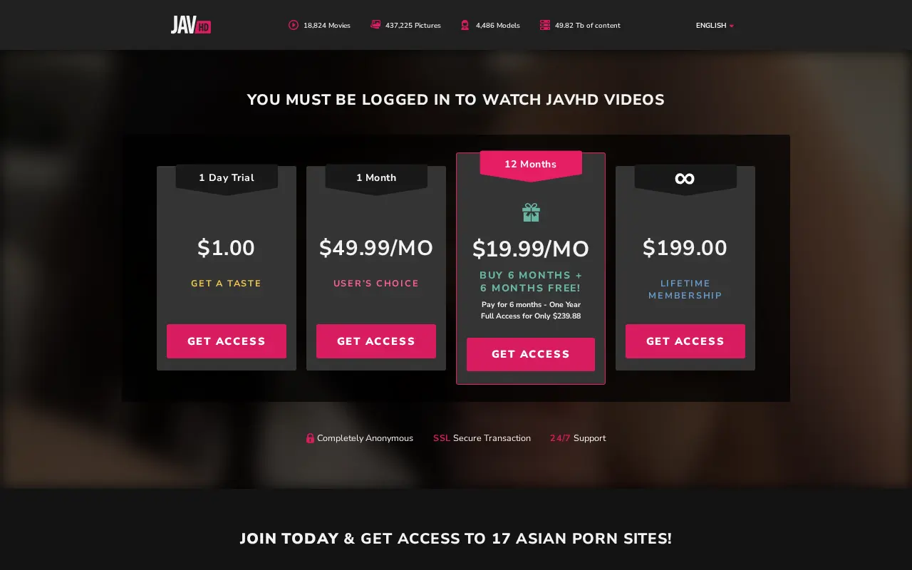 JAVHD membership options