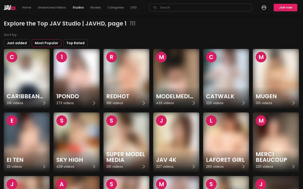 JAVHD studio list