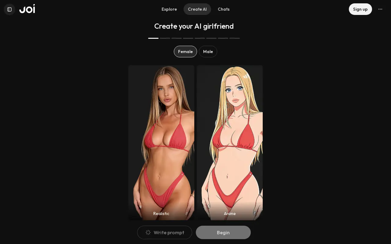 Joi AI's character generator