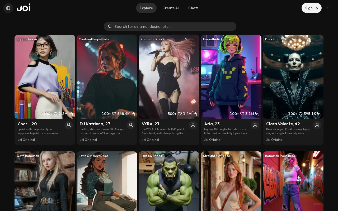 Screenshot of joi.ai