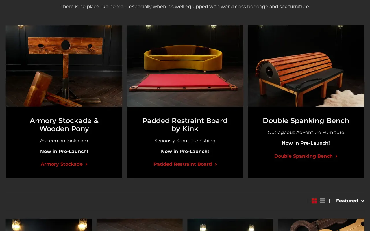 Dungeon furniture sold by The Kink Store, benches, stocks and horses