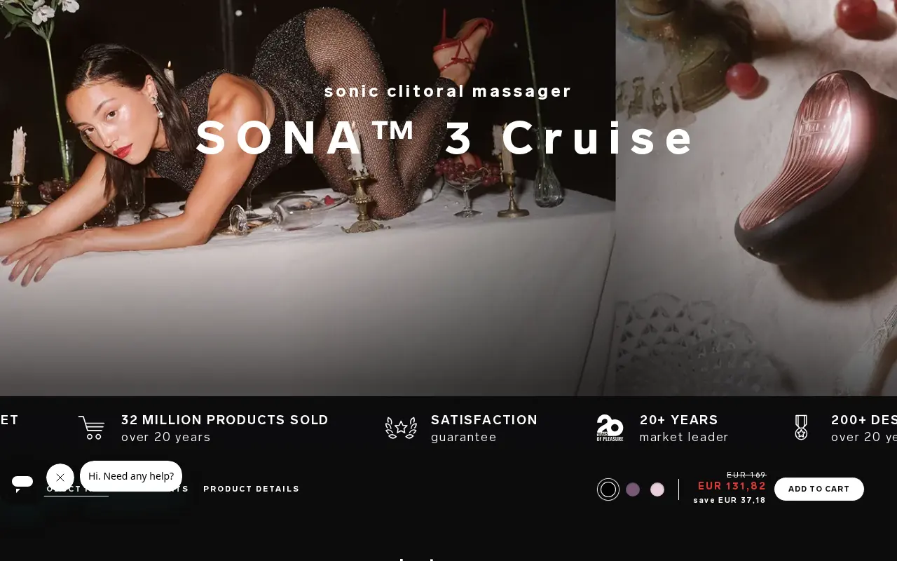 LELO's SONA 3 Cruise product page, with the full price and the sale price