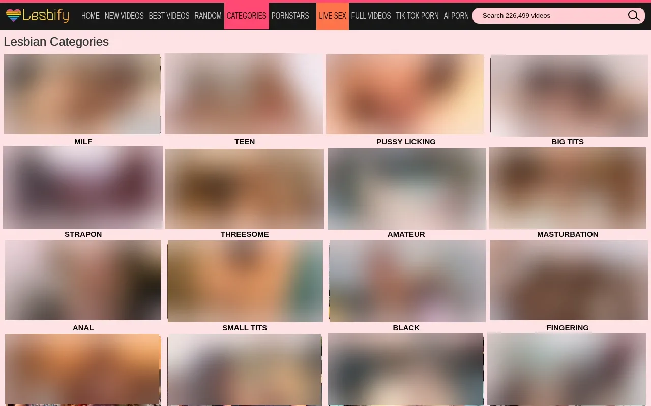 Lesbify's categories, shown as tiles