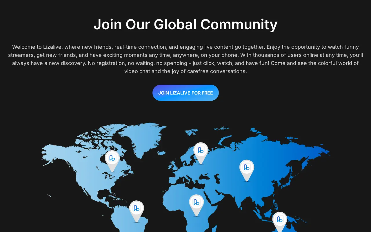 Lizalive, a worldwide video chat community