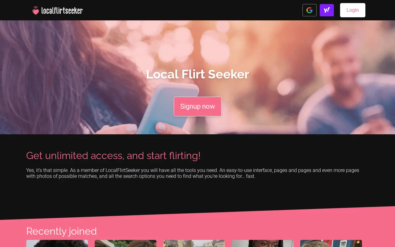 Screenshot of localflirtseeker.com