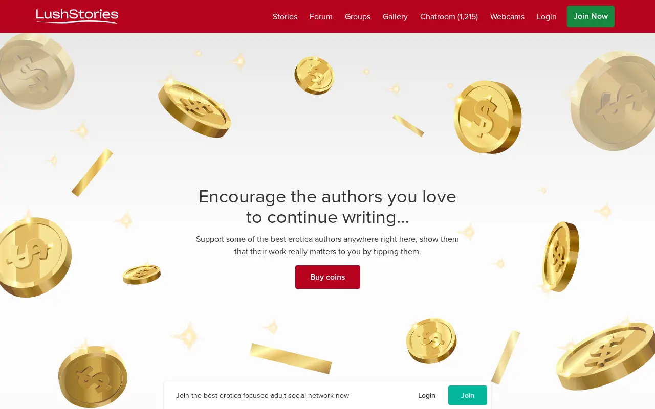 The Lush Coins page, the currency used to tip authors