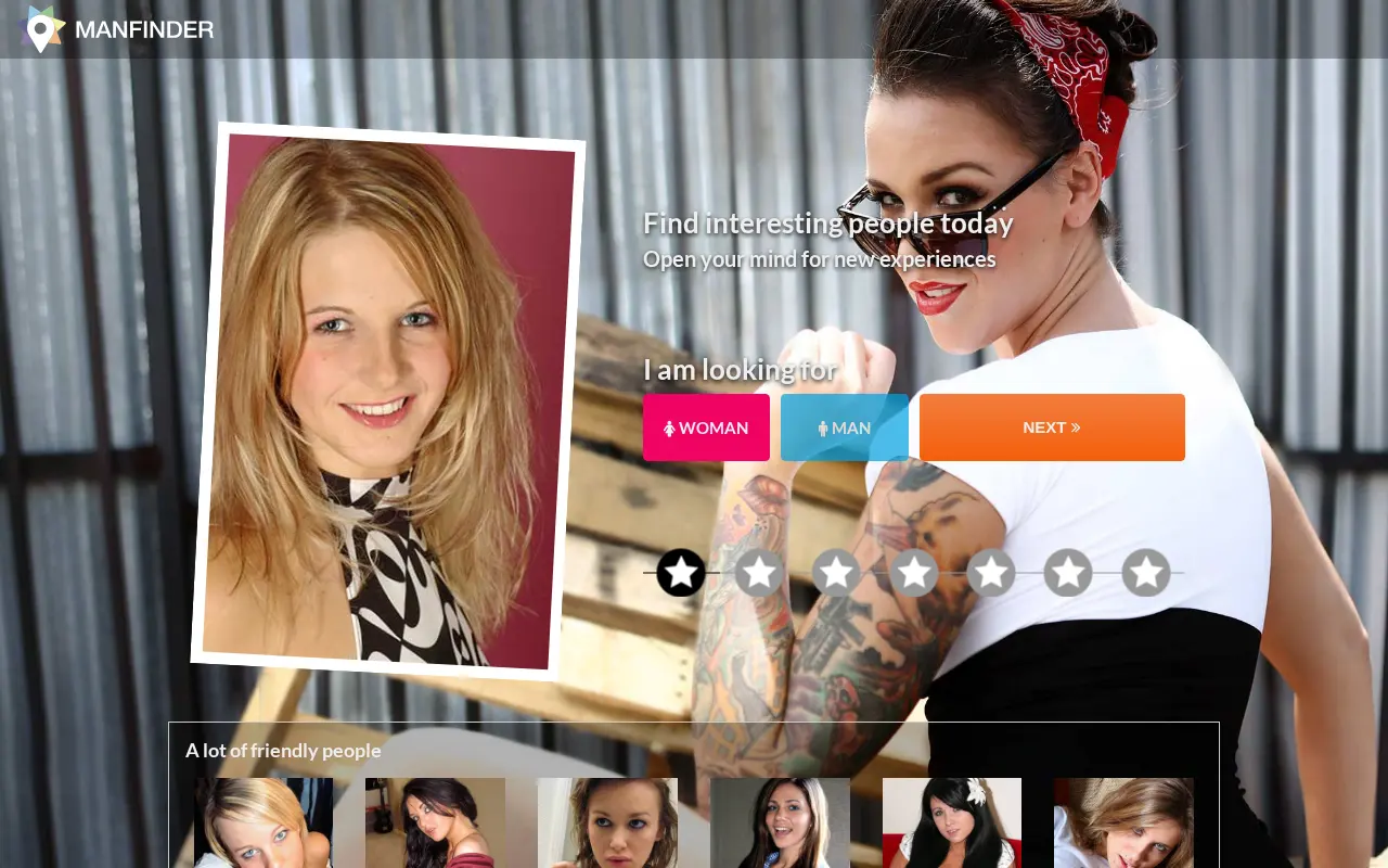 ManFinder landing page with its six-step sign-up form
