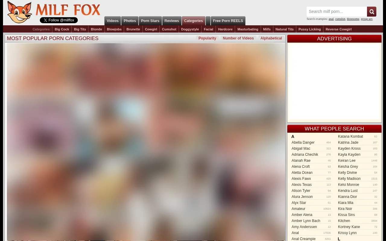 MilfFox categories with video counts