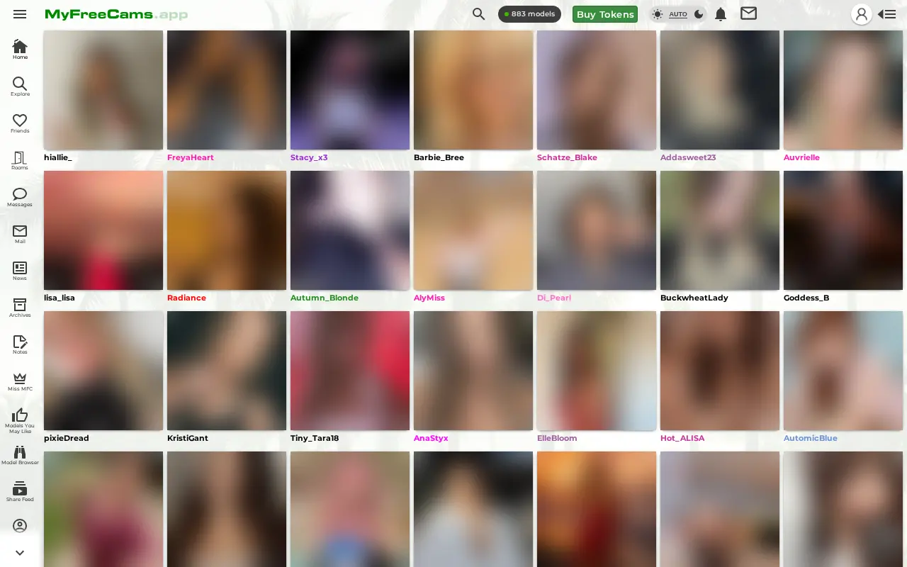 Online models in the MyFreeCams web app
