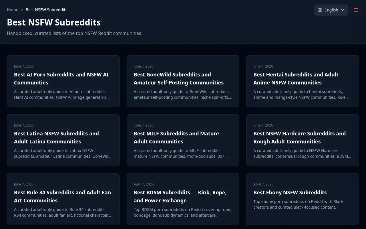NSFWSubs best subreddits page
