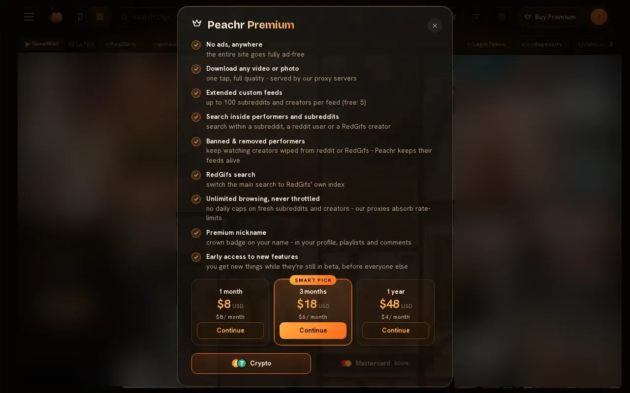 Peachr Premium plans